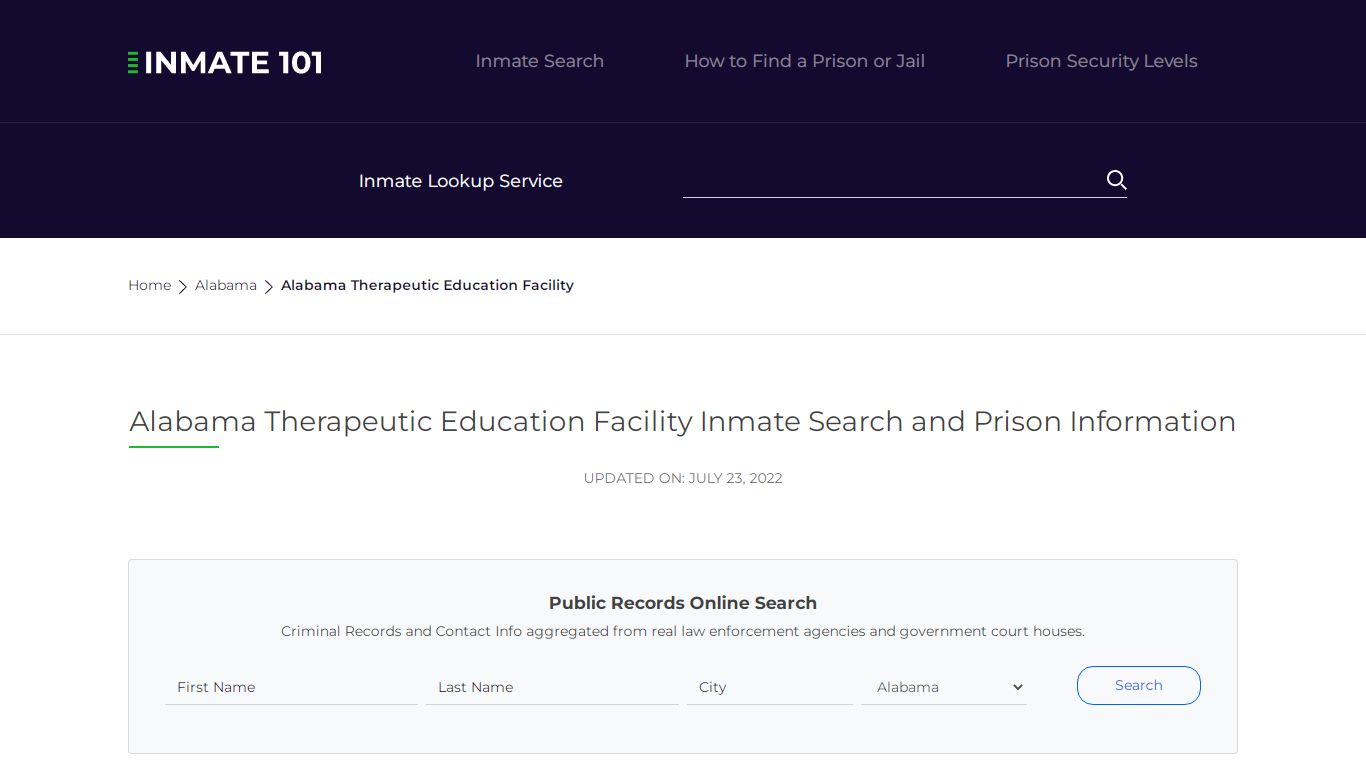 Alabama Therapeutic Education Facility Inmate Search, Visitation, Phone ...