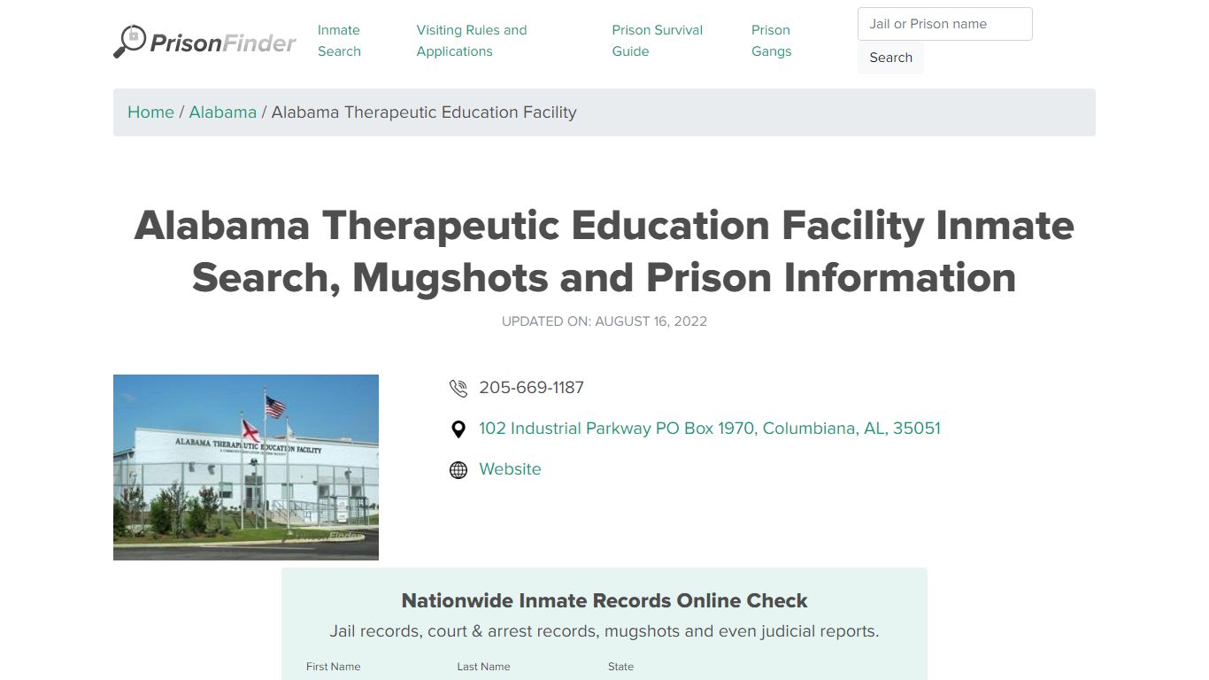 Alabama Therapeutic Education Facility Inmate Search, Visitation, Phone ...