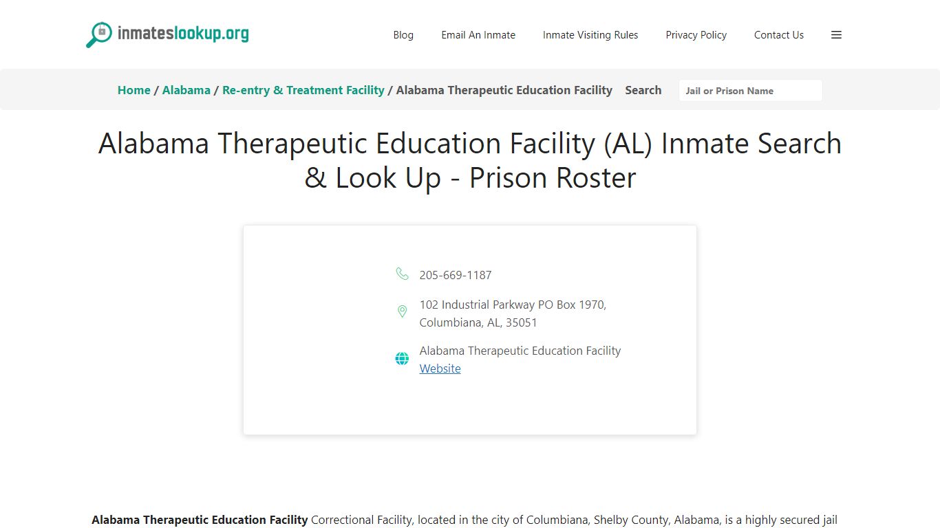Alabama Therapeutic Education Facility (AL) Inmate Search & Look Up ...